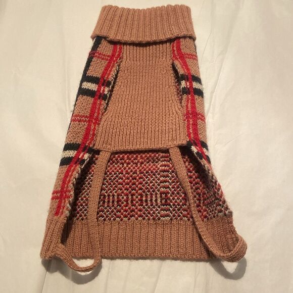 Preppy Dog Fashion Tanner & Dash Tartan Plaid Knit Dog Sweater - Picture 4 of 6